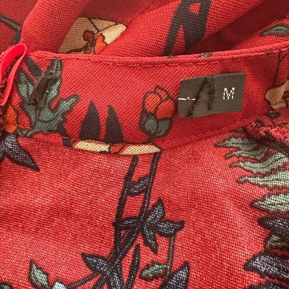 Femme Fatale  Italy red floral ruffle dress midi SZ M - Picture 7 of 10